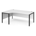 Maestro 25 left hand ergonomic desk 1800mm wide - black bench leg frame and white top