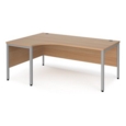 Maestro 25 left hand ergonomic desk 1800mm wide - silver bench leg frame and beech top
