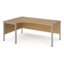 Maestro 25 left hand ergonomic desk 1800mm wide - silver bench leg frame and oak top