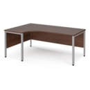 Maestro 25 left hand ergonomic desk 1800mm wide - silver bench leg frame and walnut top