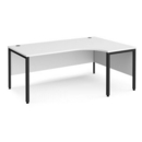 Maestro 25 right hand ergonomic desk 1800mm wide - black bench leg frame and white top