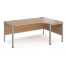 Maestro 25 right hand ergonomic desk 1800mm wide - silver bench leg frame and beech top