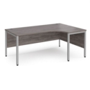Maestro 25 right hand ergonomic desk 1800mm wide - silver bench leg frame and grey oak top