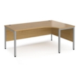 Maestro 25 right hand ergonomic desk 1800mm wide - silver bench leg frame and oak top