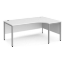 Maestro 25 right hand ergonomic desk 1800mm wide - silver bench leg frame and white top