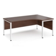Maestro 25 right hand ergonomic desk 1800mm wide - white bench leg frame and walnut top