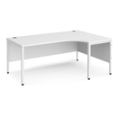 Maestro 25 right hand ergonomic desk 1800mm wide - white bench leg frame and white top