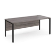 Maestro 25 straight desk 1800mm x 800mm - black bench leg frame and grey oak top