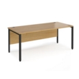 Maestro 25 straight desk 1800mm x 800mm - black bench leg frame and oak top
