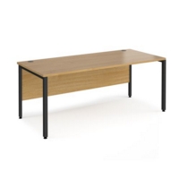 Maestro 25 straight desk 1800mm x 800mm - black bench leg frame and oak top