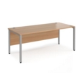 Maestro 25 straight desk 1800mm x 800mm - silver bench leg frame and beech top