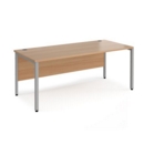 Maestro 25 straight desk 1800mm x 800mm - silver bench leg frame and beech top