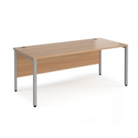 Maestro 25 straight desk 1800mm x 800mm - silver bench leg frame and beech top
