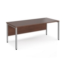 Maestro 25 straight desk 1800mm x 800mm - silver bench leg frame and walnut top