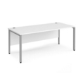 Maestro 25 straight desk 1800mm x 800mm - silver bench leg frame and white top