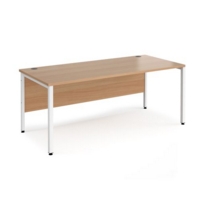 Maestro 25 straight desk 1800mm x 800mm - white bench leg frame and beech top
