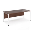 Maestro 25 straight desk 1800mm x 800mm - white bench leg frame and walnut top