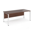 Maestro 25 straight desk 1800mm x 800mm - white bench leg frame and walnut top