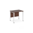 Maestro 25 straight desk 800mm x 600mm - white bench leg frame and walnut top