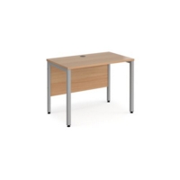 Maestro 25 straight desk 1000mm x 600mm - silver bench leg frame and beech top