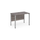 Maestro 25 straight desk 1000mm x 600mm - silver bench leg frame and grey oak top