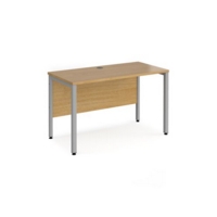 Maestro 25 straight desk 1200mm x 600mm - silver bench leg frame and oak top