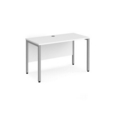 Maestro 25 straight desk 1200mm x 600mm - silver bench leg frame and white top