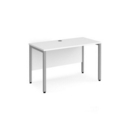 Maestro 25 straight desk 1200mm x 600mm - silver bench leg frame and white top