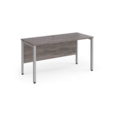 Maestro 25 straight desk 1400mm x 600mm - silver bench leg frame and grey oak top