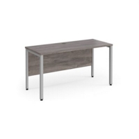 Maestro 25 straight desk 1400mm x 600mm - silver bench leg frame and grey oak top