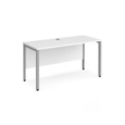 Maestro 25 straight desk 1400mm x 600mm - silver bench leg frame and white top