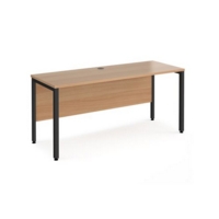 Maestro 25 straight desk 1600mm x 600mm - black bench leg frame and beech top