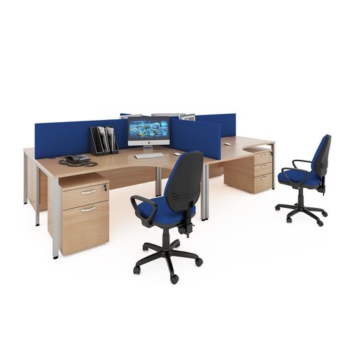 Maestro 25 straight desk 1600mm x 600mm - silver bench leg frame and oak top