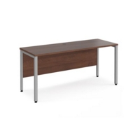 Maestro 25 straight desk 1600mm x 600mm - silver bench leg frame and walnut top