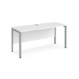Maestro 25 straight desk 1600mm x 600mm - silver bench leg frame and white top