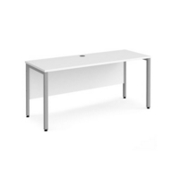 Maestro 25 straight desk 1600mm x 600mm - silver bench leg frame and white top