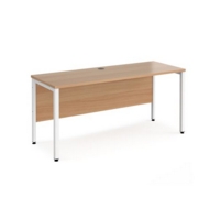 Maestro 25 straight desk 1600mm x 600mm - white bench leg frame and beech top