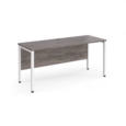 Maestro 25 straight desk 1600mm x 600mm - white bench leg frame and grey oak top