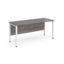 Maestro 25 straight desk 1600mm x 600mm - white bench leg frame and grey oak top