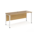 Maestro 25 straight desk 1600mm x 600mm - white bench leg frame and oak top