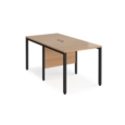 Maestro 25 back to back straight desks 800mm x 1600mm - black bench leg frame and beech top