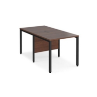 Maestro 25 back to back straight desks 800mm x 1600mm - black bench leg frame and walnut top