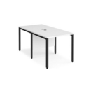 Maestro 25 back to back straight desks 800mm x 1600mm - black bench leg frame and white top