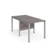 Maestro 25 back to back straight desks 800mm x 1600mm - silver bench leg frame and grey oak top