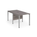Maestro 25 back to back straight desks 800mm x 1600mm - silver bench leg frame and grey oak top