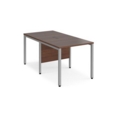 Maestro 25 back to back straight desks 800mm x 1600mm - silver bench leg frame and walnut top