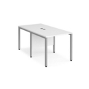 Maestro 25 back to back straight desks 800mm x 1600mm - silver bench leg frame and white top