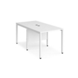 Maestro 25 back to back straight desks 800mm x 1600mm - white bench leg frame and white top