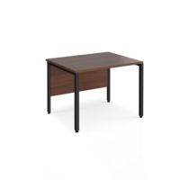 Maestro 25 straight desk 800mm x 800mm - black bench leg frame and walnut top