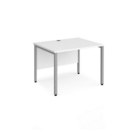 Maestro 25 straight desk 800mm x 800mm - silver bench leg frame and white top